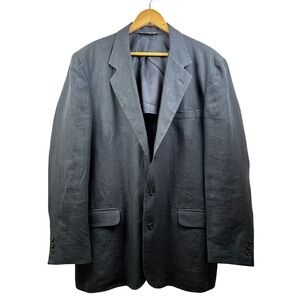 Banana Republic Blazer Men 44L 100% Linen Blue Made in USA Classic‎ Tailored
